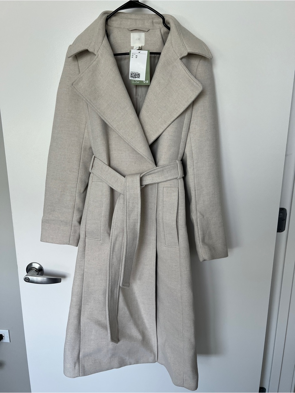 H&M Cream Long Belted Trench Coat NWT XS
